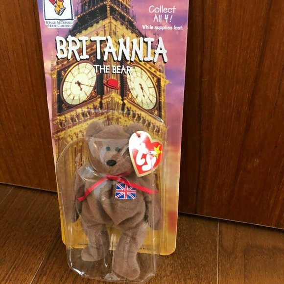 NIB '99 Britannia the Bear McDonalds Retired Ty Teenie Original Beanie Baby Rare - Picture 1 of 4